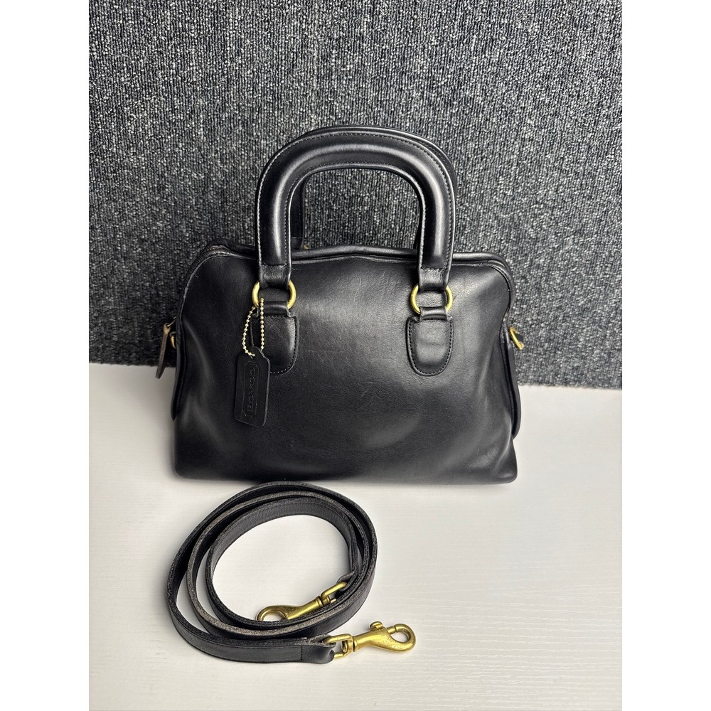 Vintage Coach Baxter Black Leather Satchel Crossbody Shoulder Bag USA Made Lux
